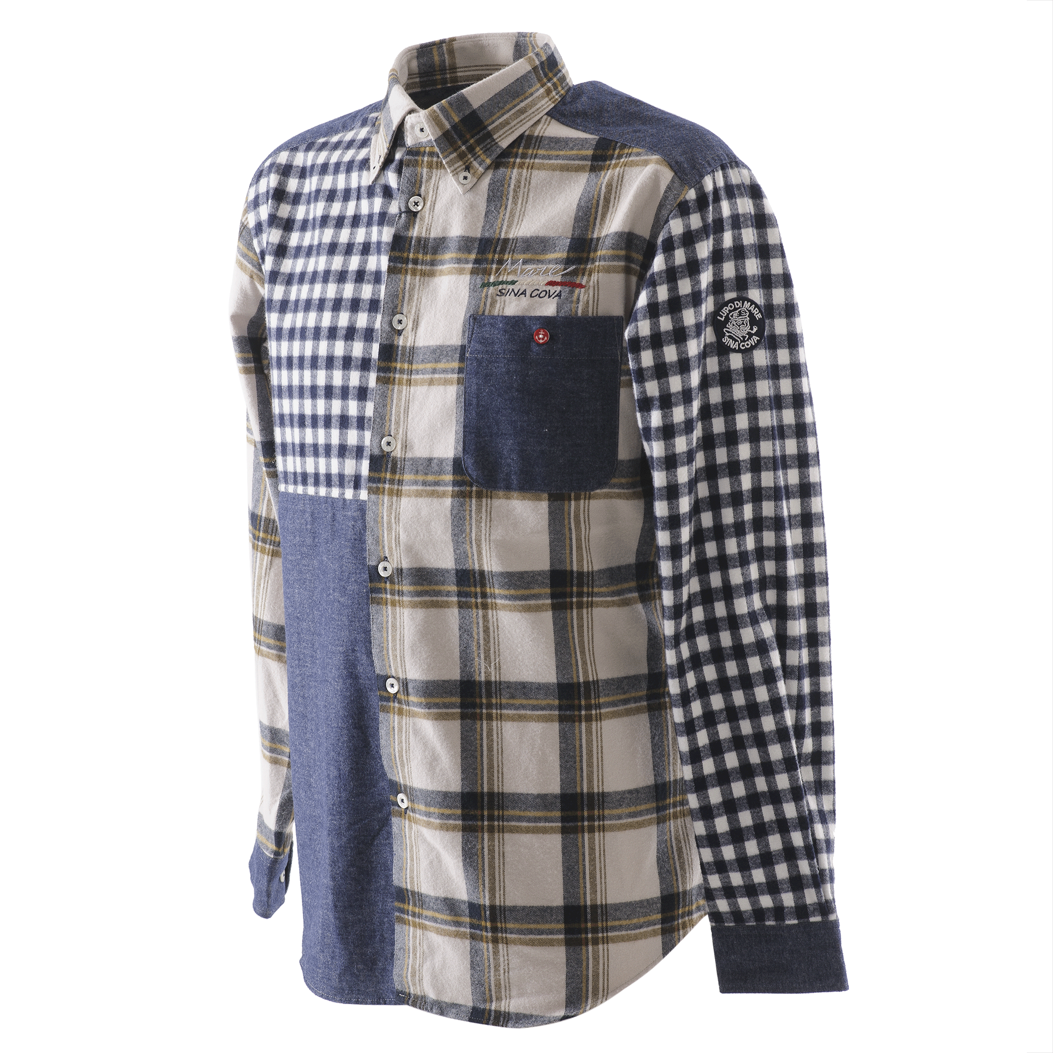 クレイジーパターンチェック柄長袖ボタンダウンシャツ 23224040