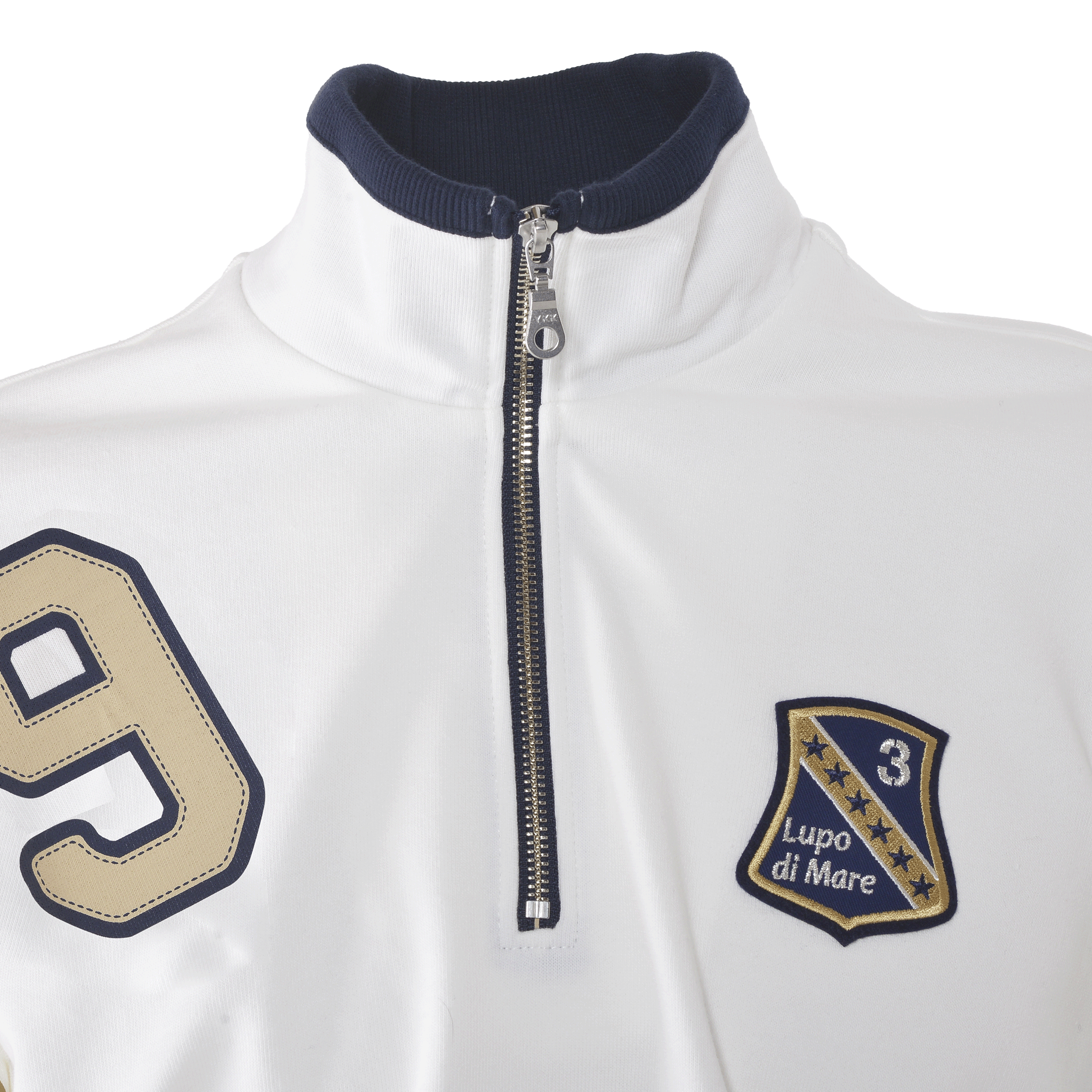 【公式】シナコバ(SINA COVA)ハーフジッププルオーバー 24210050 ホワイトの首元