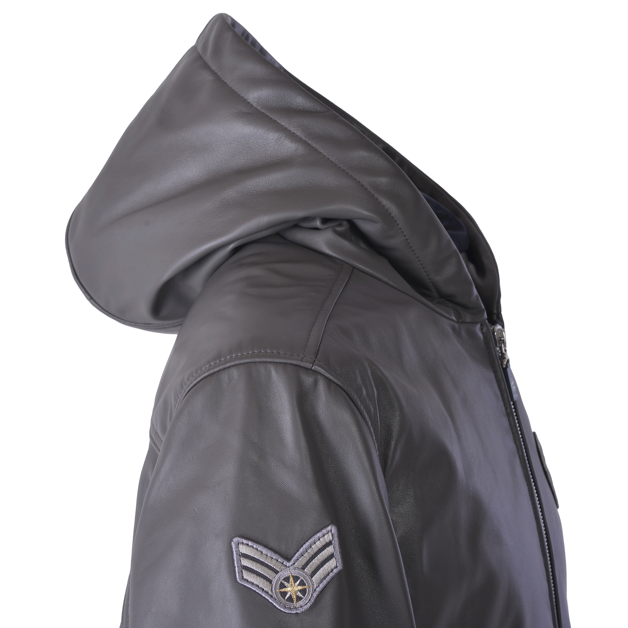 フード付きレザージャケット 25223910