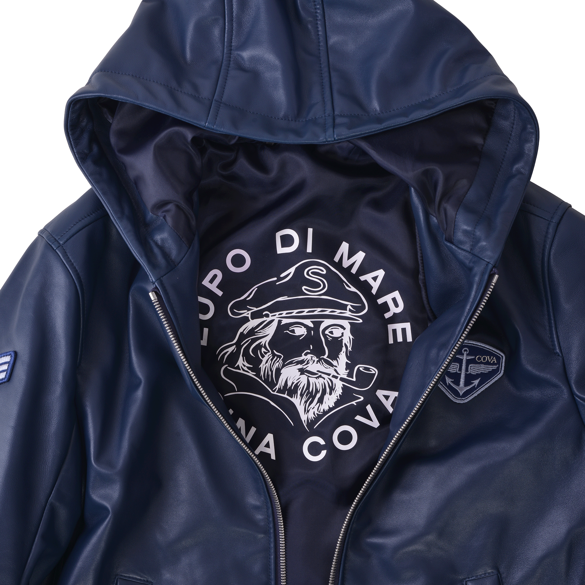 フード付きレザージャケット 25223910