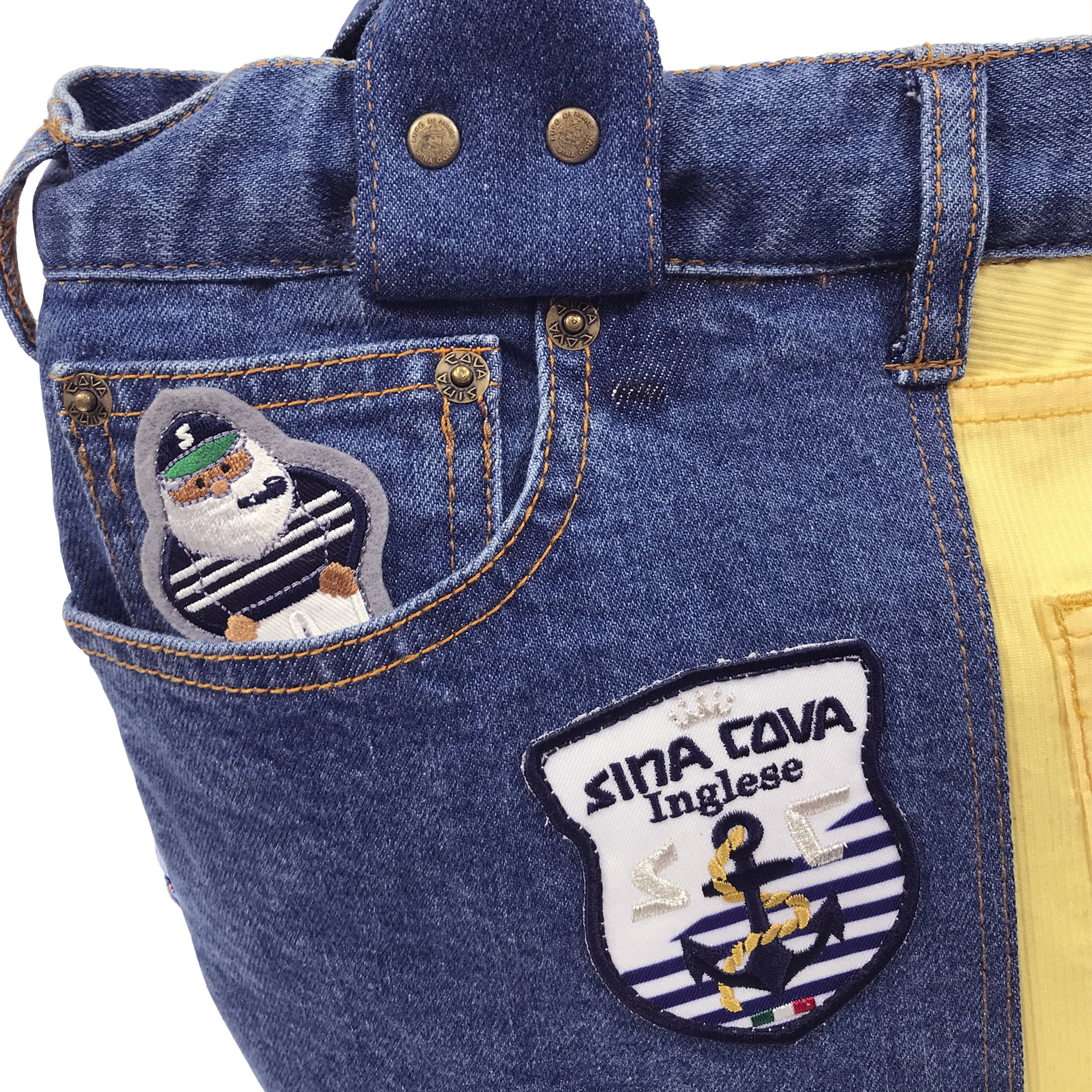 【公式】シナコバ(SINA COVA)【一点もの】リメイクトートバック デニム×イエロー 10070122