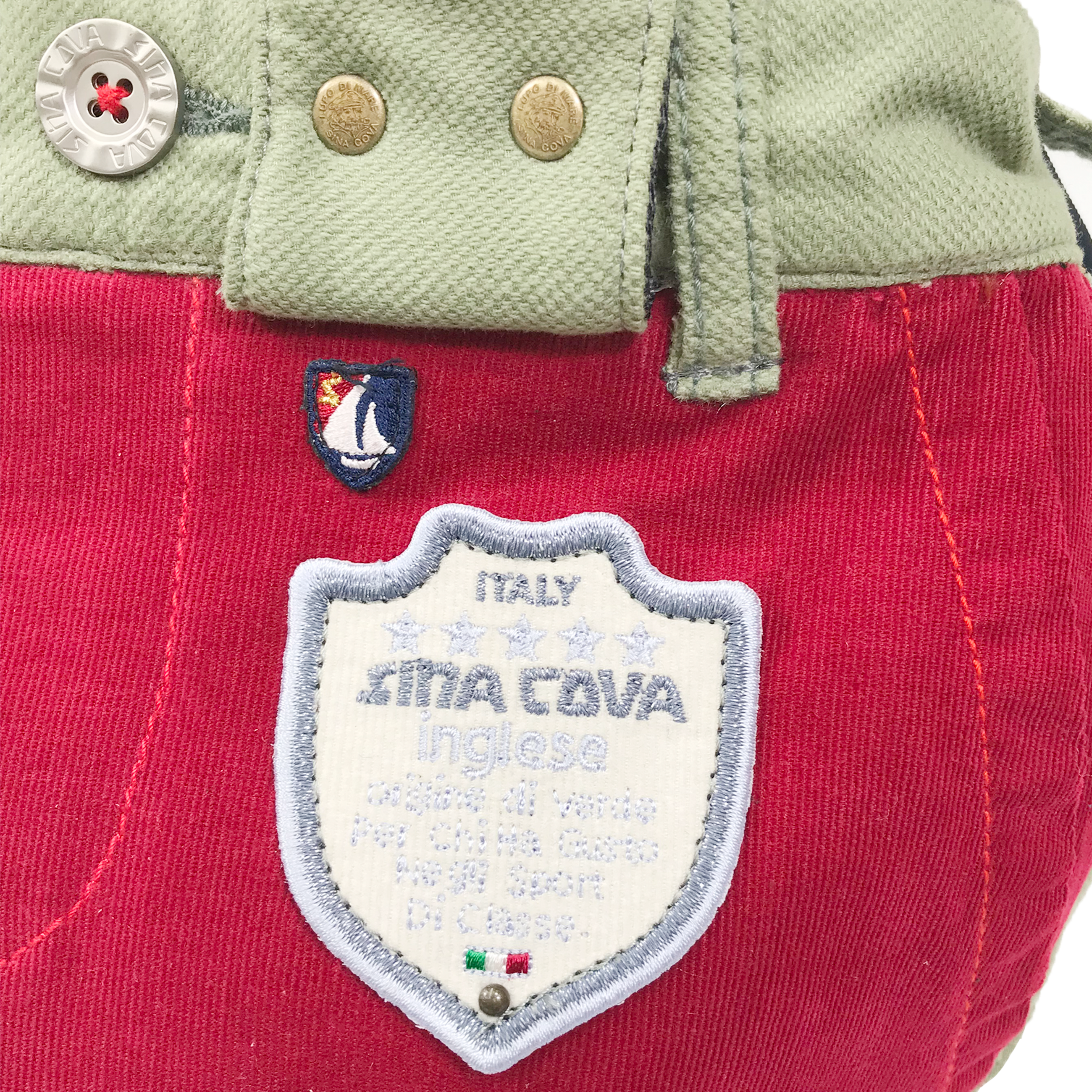 【公式】シナコバ(SINA COVA)【一点もの】リメイクトートバック カーキ×レッド 10070126