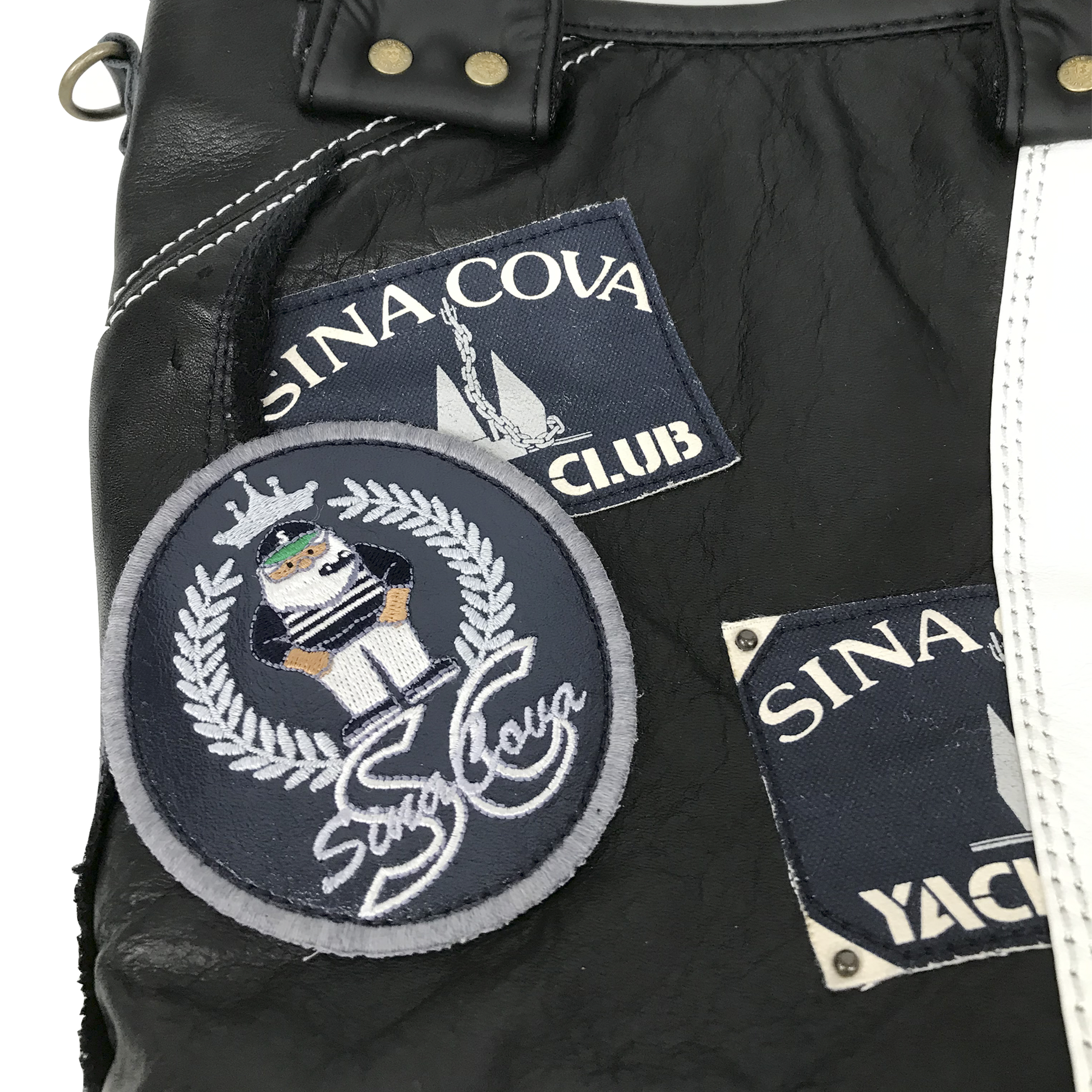 【公式】シナコバ(SINA COVA)【一点もの】リメイクトートバック(レザー)ブラック×ホワイト10070128