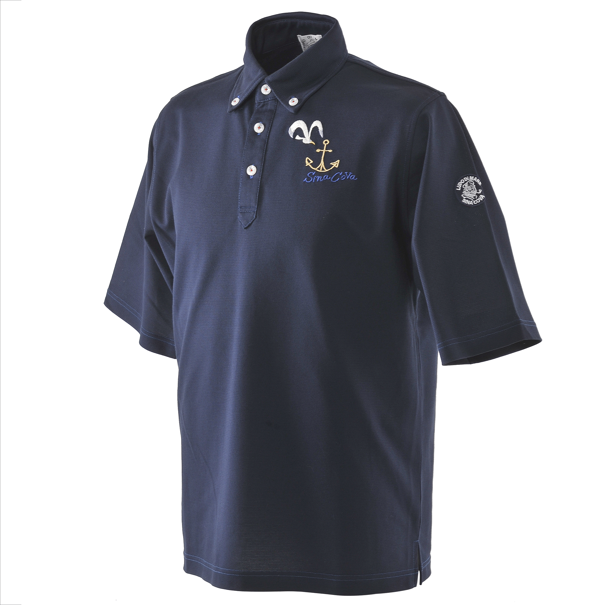 5分袖ポロシャツ ボタンダウンシャツ セオα使用 23110590