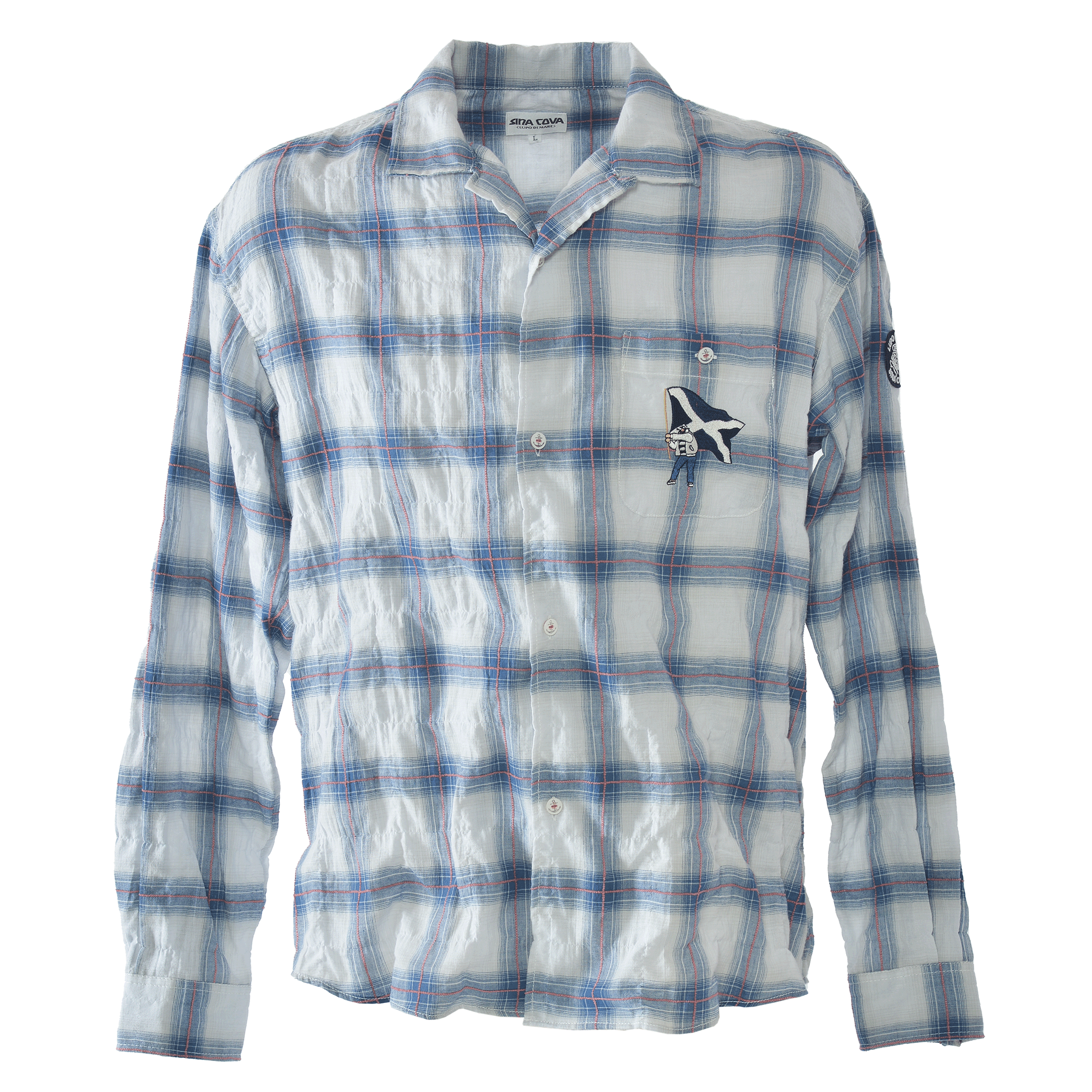 チェック柄長袖開襟シャツ 26124030