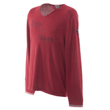 [Official] SINA COVA V neck knit pullover T -shirt -like cotton hemp nylon 23132010